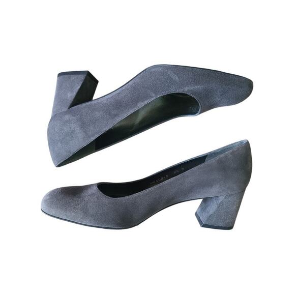 Stuart Weitzman Mary Gray Suede Block Heels Pumps Shoes Women's Size 9.5 M - Picture 2 of 7
